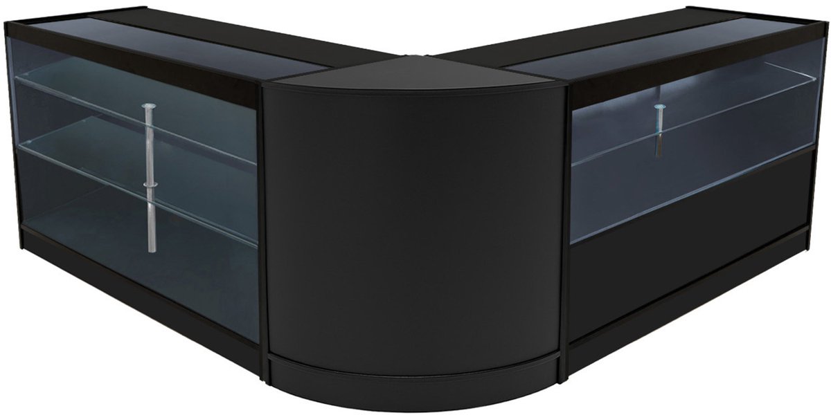 Hera led-winkeltoonbankset - zwart - 150/150/60 cm - led-verlichting
