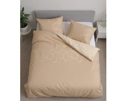 SENZATIONE 100% Katoen Percaline Dekbedovertrek 200x200/220-2x60x70 cm CURLY ZAND