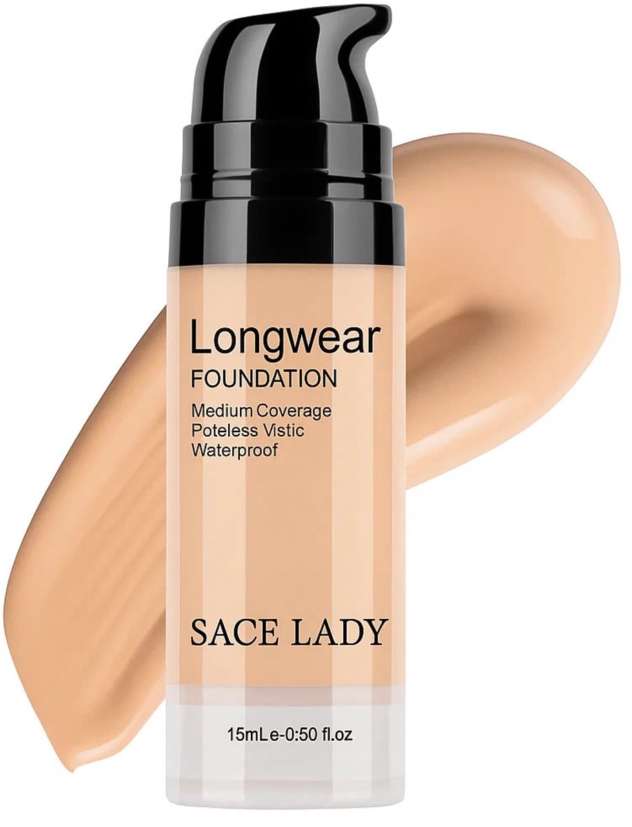 SACE LADY Longwear Foundation – Waterproof & Langhoudend – Medium Dekking – Kleur 02 Fair – 15ml