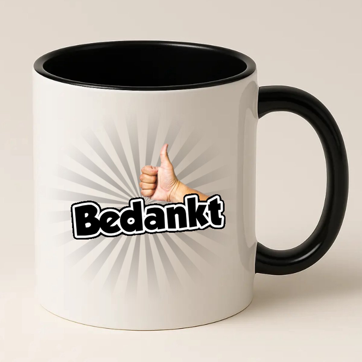 Bedankt mok - Zwart mok met Bedankt erop - Leuk bedankt cadeau