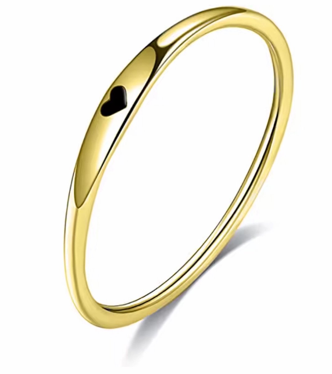 Aurélia Goudkleurige Dames Ring met Hartje – Minimalistisch & Elegant – Ringmaat 6 (EU 52 / 16,7 mm) – Romantisch Cadeau voor Valentijn of Verjaardag