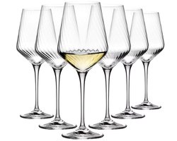 Krosno LUMI – 6er-Set Weißweingläser 450ml | Loodvrij kristalglas, modernes optisches Design, spülmaschinengeeignet | Für Sauvignon Blanc & Pinot Grigio