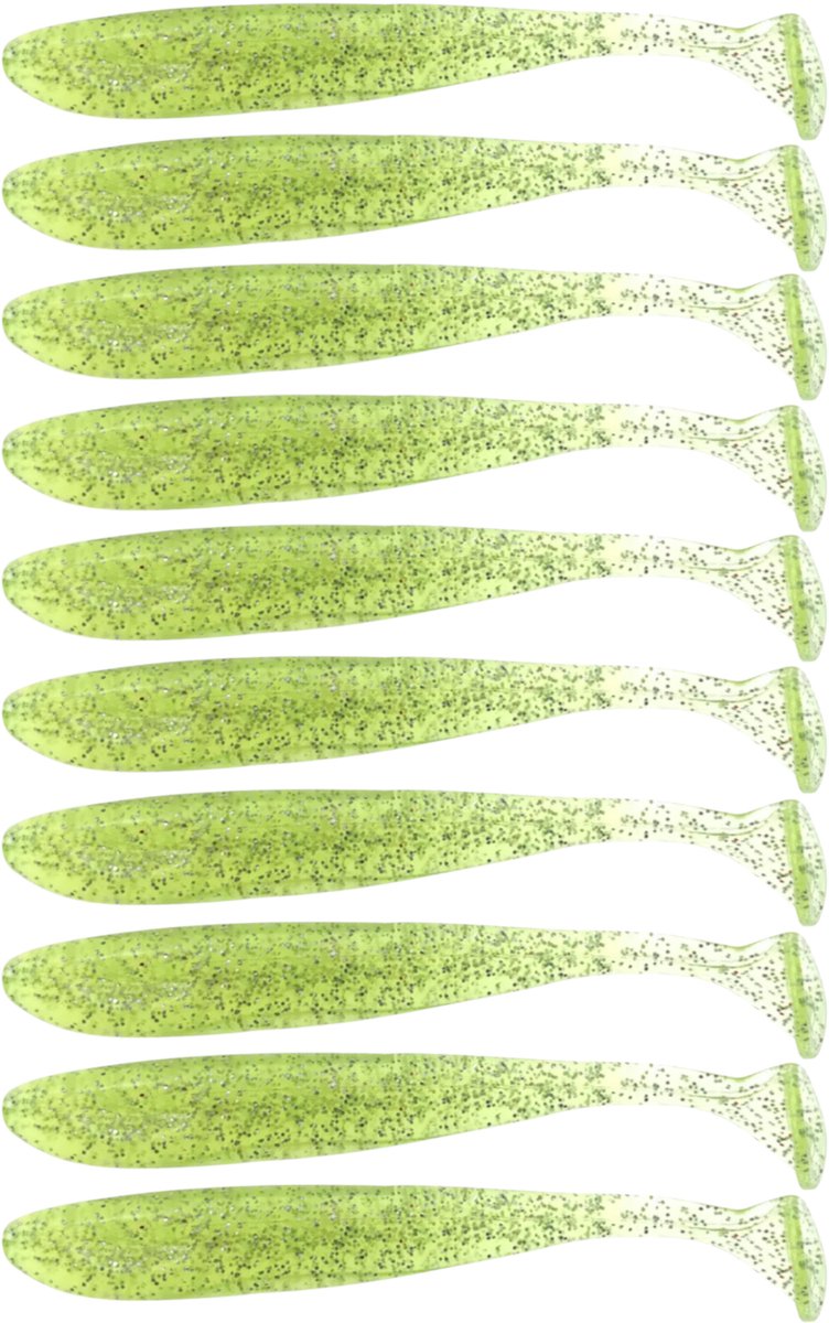 S&D | Shad Set 10 Stuks – 9cm 3.5g – Geel / Zilver – Zachte Shads met T-Staart – Kunstaas voor Roofvis