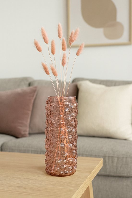 Vase décoratif rose – 25 cm – Glas – Design bulles