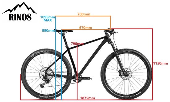 RINOS Gaia2.0 - Carbon MTB - Koolstofvezel Mountainbike- Shimano Deore - 12 versnellingen - ROCKSHOX Recon RL Remote - Schwalbe 29x2.25 Banden - 29*19 van Rinos — afbeelding 2