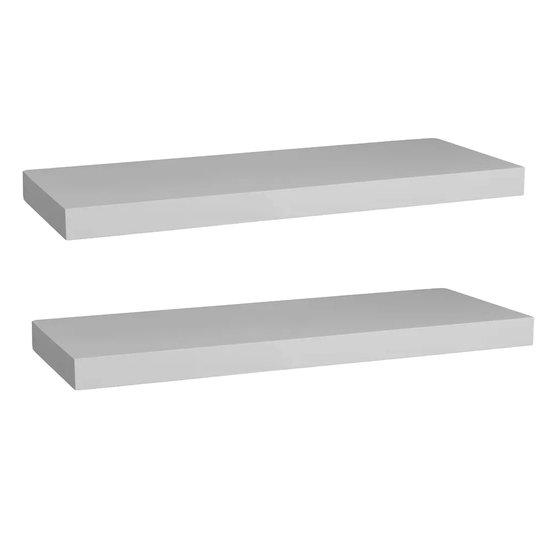 5five Zwevende wandplank Bassline - 2x - wit - 60 cm - hout/MDF - boekenplank - muurplank - opbergplank - hangplank