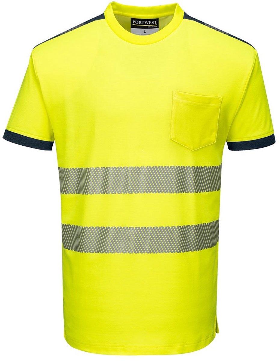 Portwest PW3 Hi-Vis Vision T-Shirt Korte Mouw T181 - Geel/Marine - XXL