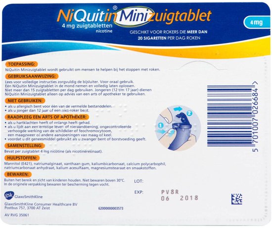 NiQuitin Mini Zuigtabletten 4mg - 3 x 60 stuks