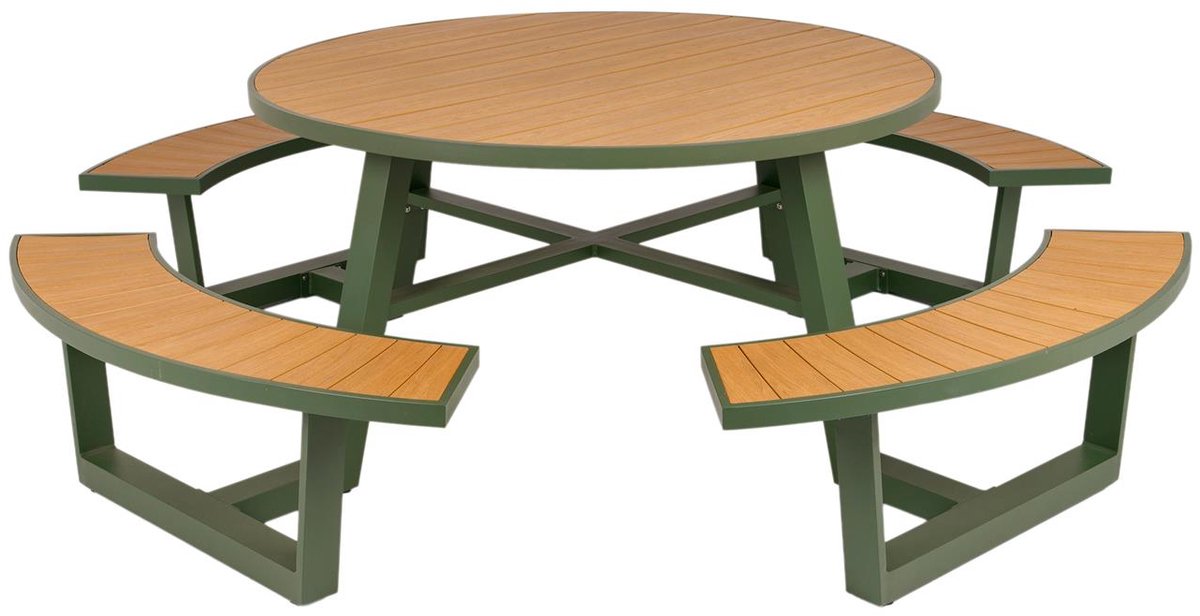 MaximaVida ronde aluminium picknicktafel Bermuda Ø 250 cm olijfgroen
