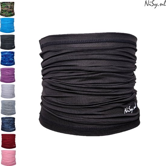 NiSy.nl Multifunctionele Nekwarmer | Sjaal | Bandana | Sporten | Unisex | One Size | Zwart