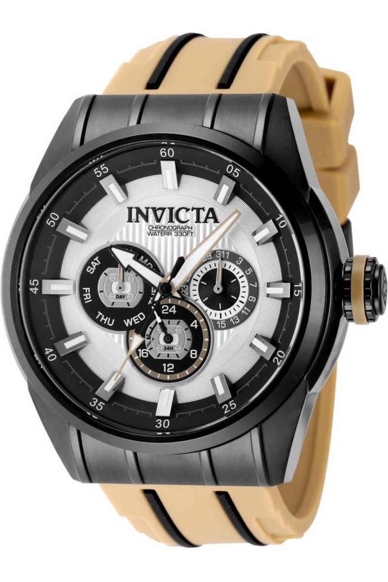 Invicta Speedway 49053 Heren Horloge - Waterdicht - Analoog - Quartz Uurwerk - Roestvrij Staal met zilveren Wijzerplaat - 48mm