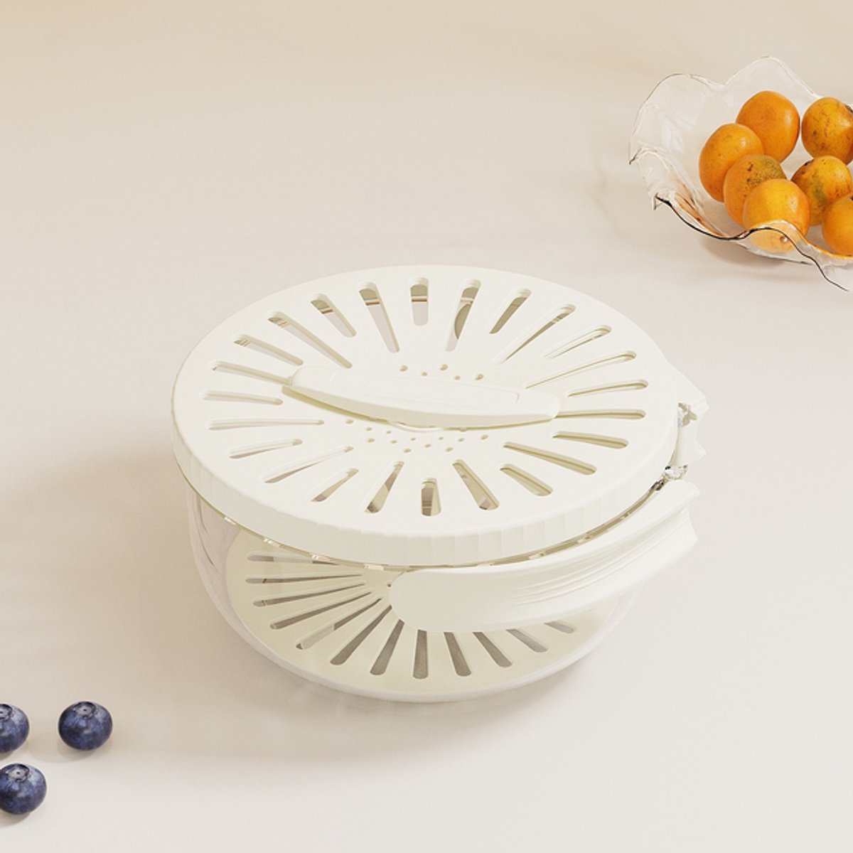 Gietpan met deksel - Gietpan - Zeef - Opvouwbare gietpan - Wit