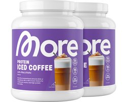 MORE NUTRITION Protein Iced Coffee Proteine Poeder, Latte Macchiato, 2 x 500 g, 20 Porties - Eiwitshake met Lactase en Koffie, Eiwitshake