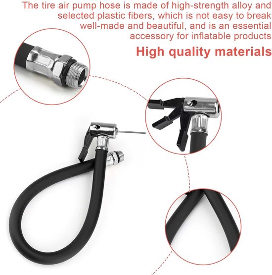 2x Verlengbuis Voor Bandenpomp - 37 CM - Opblaasbare Verlengbuis - Ventielverlengingen - Krimptype - Zacht - Bandenventielverlenging - Geschikt voor Fiets-, Motor- en Autobanden, Pompen en Compressoren - Zwart — afbeelding 4