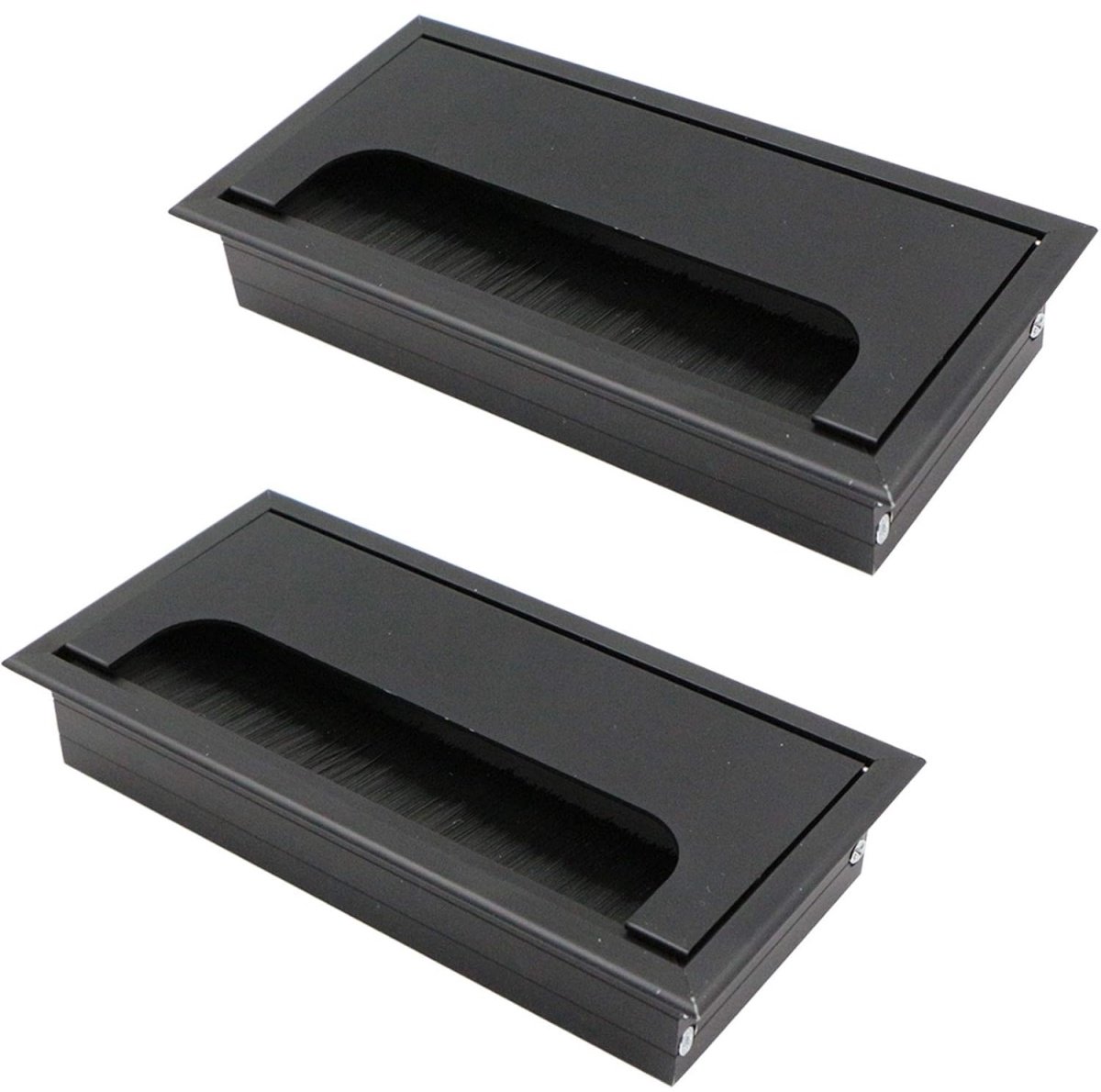 EXCITAT Kabeldoorvoer - Bureaukabelgoot - voor kantoorapparatuur, kantoor- en schoolbedrading - Zwart - 160x80 mm - 2 stuks