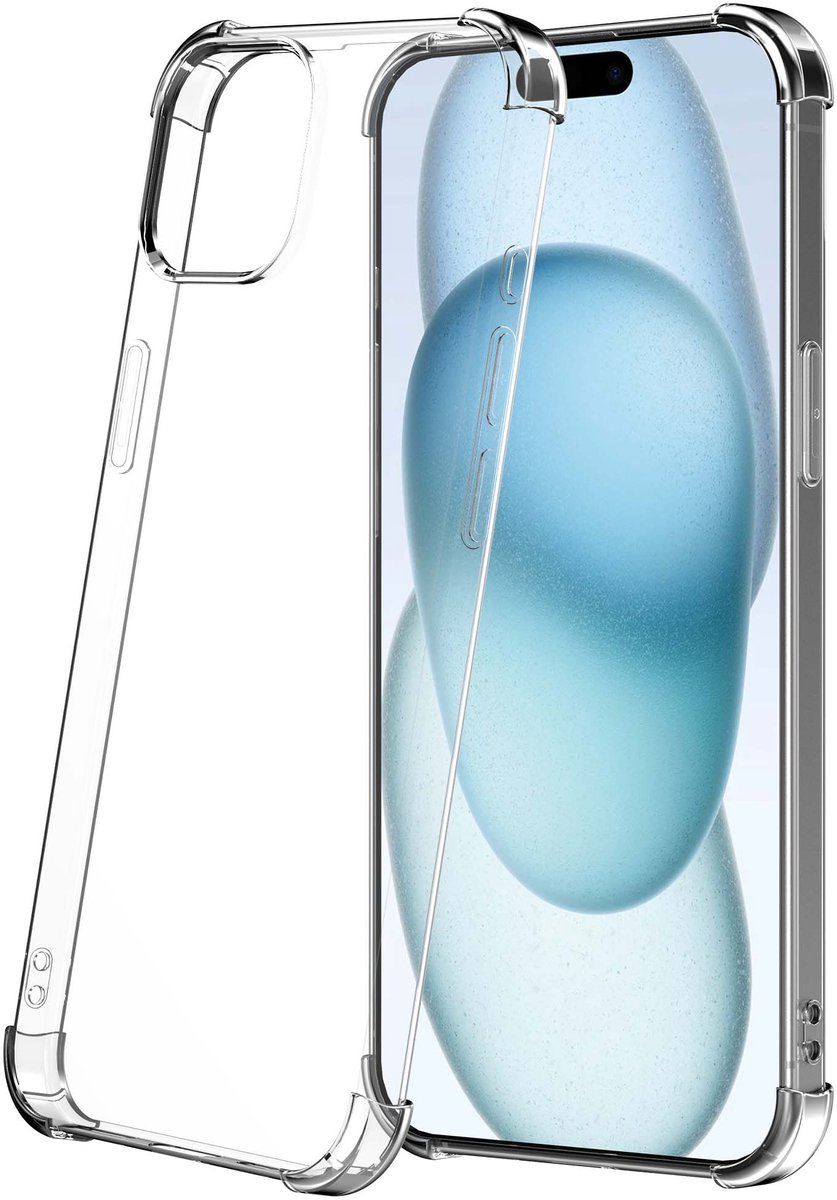 Geschikt voor iPhone 15 Telefoonhoesje Schokbestendig Transparant met Stootrand - Siliconen TPU ShockProof Back Cover Case Doorzichtig - ProtX