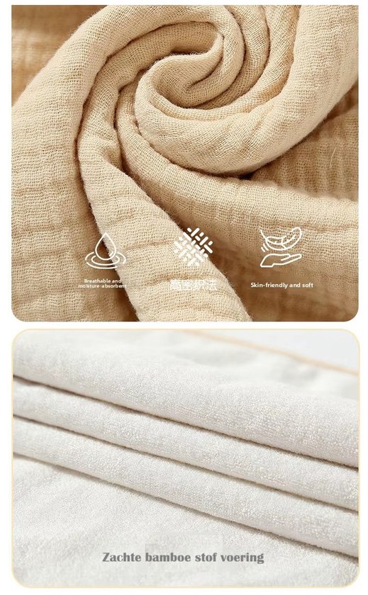 Hydrofiel verschoonmatje met bamboe voering - Waterproof - beige (35×60 cm) - Wasbaar in de wasmachine van Hydrofiel — afbeelding 2