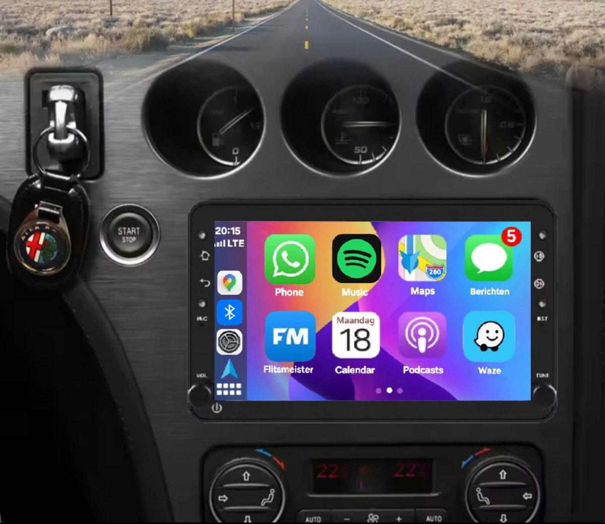 Autoradio 2/32GB met Carplay en Android auto | Geschikt voor Alfa Romeo 159, Spider en Brera 2004-2012 | Radio scherm met Navigatie | 2004 2005 2006 2007 2008 2009 2010 2011 2012
