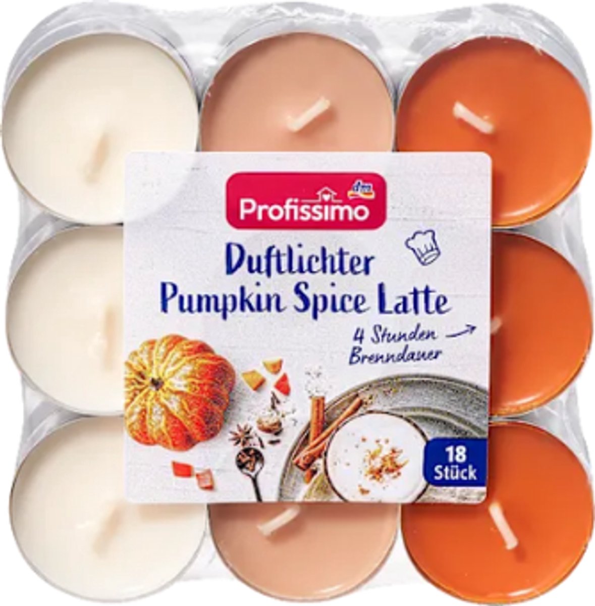 Geurtheelichtjes Pumpkin Spice Latte - 18 stuks | Geurkaarsjes met Herfst Geur - Theelichtjes - Branduur: 4h