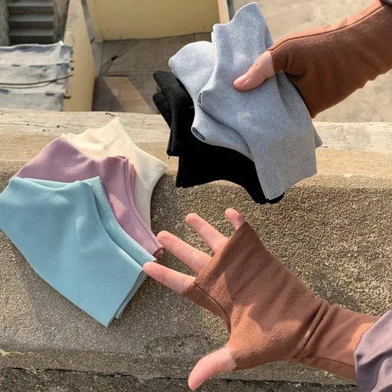 EUDUQ 2 paar handwarmers voor dames, herfst en winter, korte armwarmers voor meisjes, gebreide vingerloze handschoenen, warme handschoenen zonder vingers, rekbare handschoenen, vingerloos, Ordinary