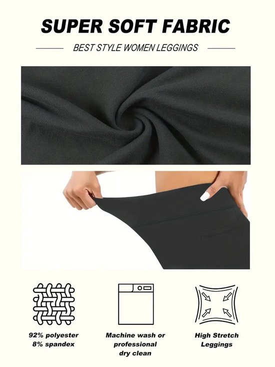 SparkNine Softflex zachte legging met zakken - dames sportlegging - comfy legging - L - grijs - hoge taille - elastisch - zacht materiaal - comfortabel — afbeelding 4