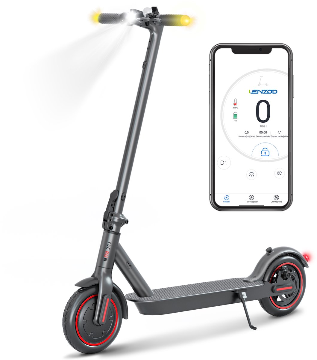 YEE RUN Elektrische Step, Opvouwbare elektrische step voor volwassenen, 350W Motor, Maximale snelheid 25 km/u, Bereik 25km tot 30 km, Maximale belasting 120 kg, LED-display en APP, Schijfremmen. - YEE - €249,99