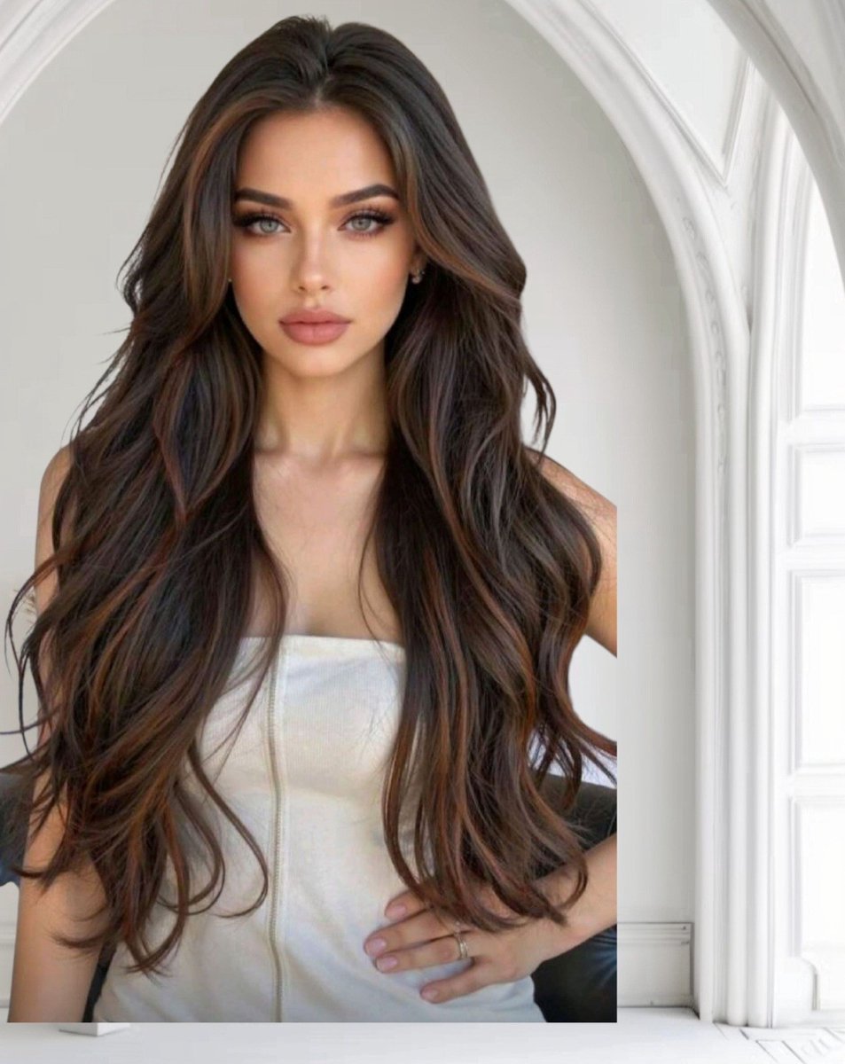 Frazimashop- Bruine Pruik - Pruiken Dames - Wig - Verstelbaar - Lang Golvend Haar - Bruin - 65 cm-Hitte Bestending Wig