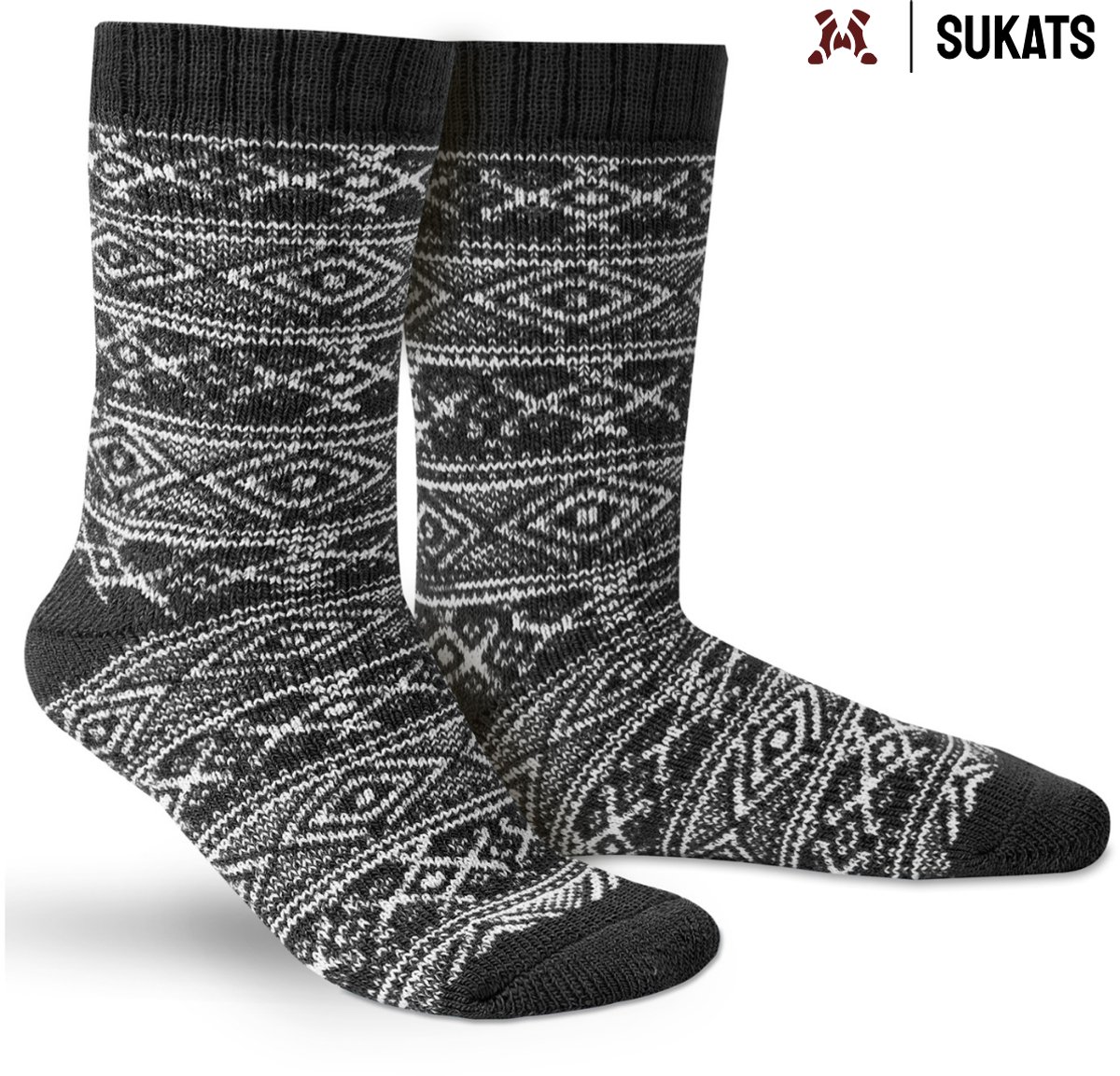 Sukats® Noorse Huissokken - 2 Paar - Maat 35-38 - Antraciet - Dames Huissokken - Warme Sokken - Wollen Sokken - Slofsokken - Bedsokken - Verwarmde Sokken - Nordic Socks - Scandinavische Sokken