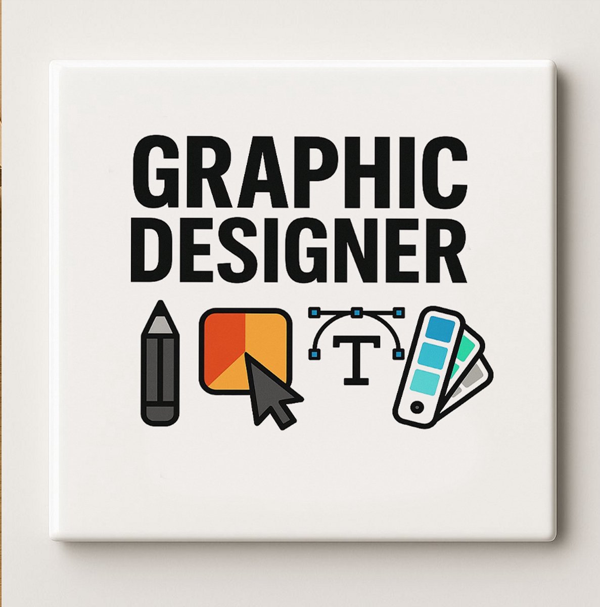 Graphic Designer Keramische Tegel – 15x15cm Creatieve Wanddecoratie Cadeau voor Ontwerpers
