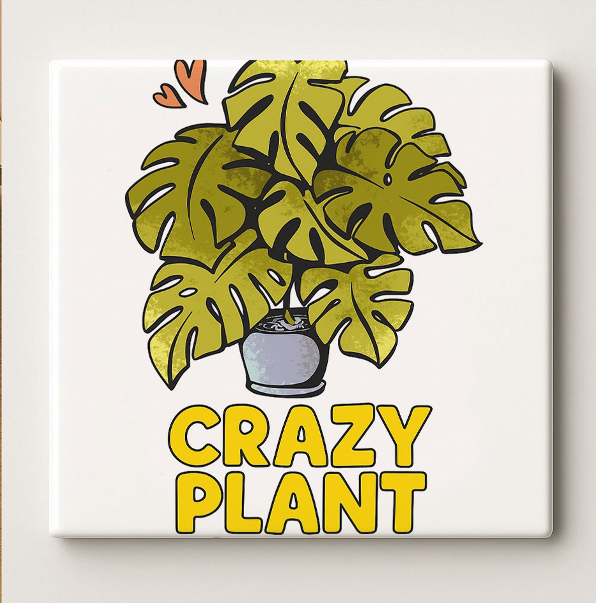 Crazy Plant Keramische Tegel 15x15cm – Grappige Plantenliefhebber Wanddecoratie – Botanisc