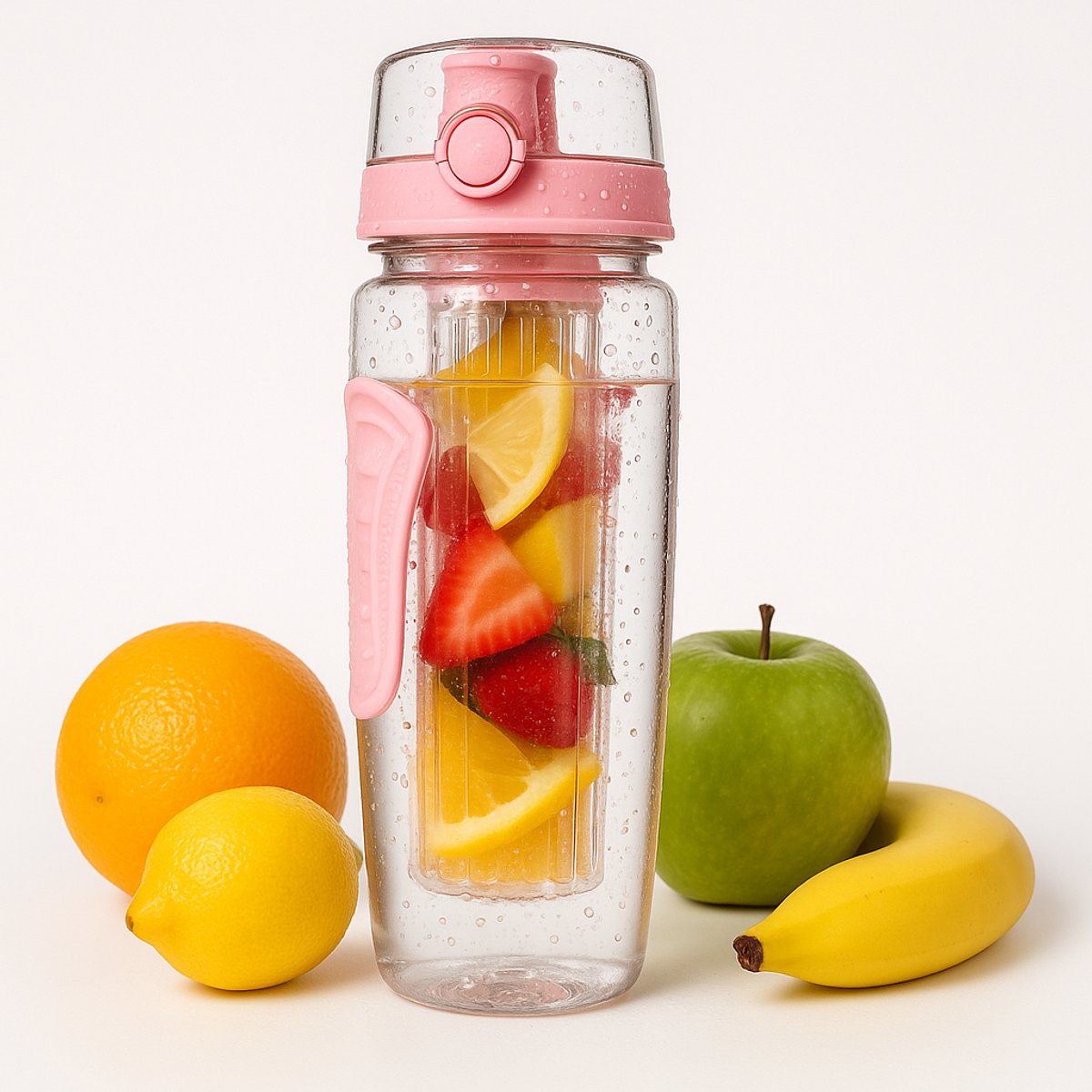 Afecto Fruitfles 1000ml - Sport Infuser, Roze, BPA-vrij thumbnail 4
