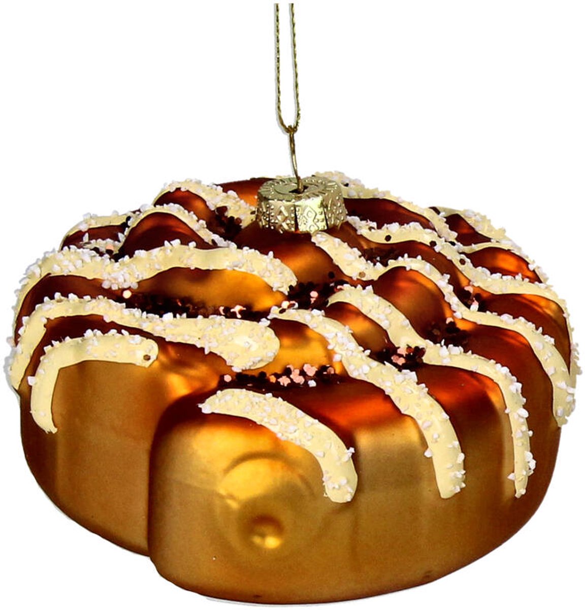 HD Collection glazen kerst ornament kersthanger Kaneelrol 8.3 cm uit de collectie The Christmas Bakery - de Kerst Bakkerij