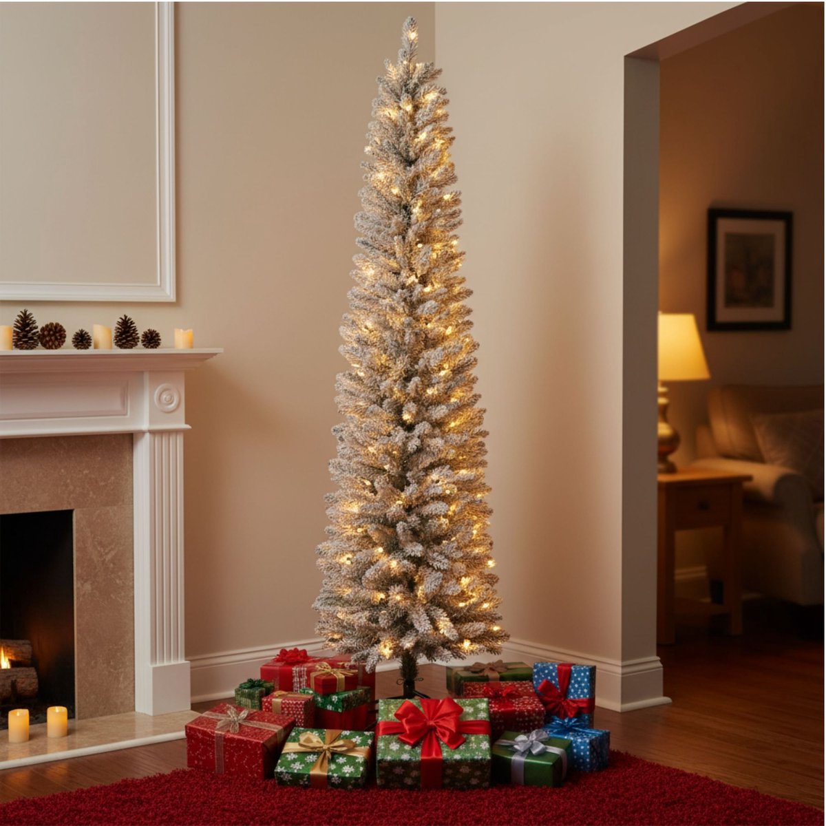 Kunstkerstboom met verlichting - Smalle kerstboom - Pencil Kerstboom - 210 cm – foto 5