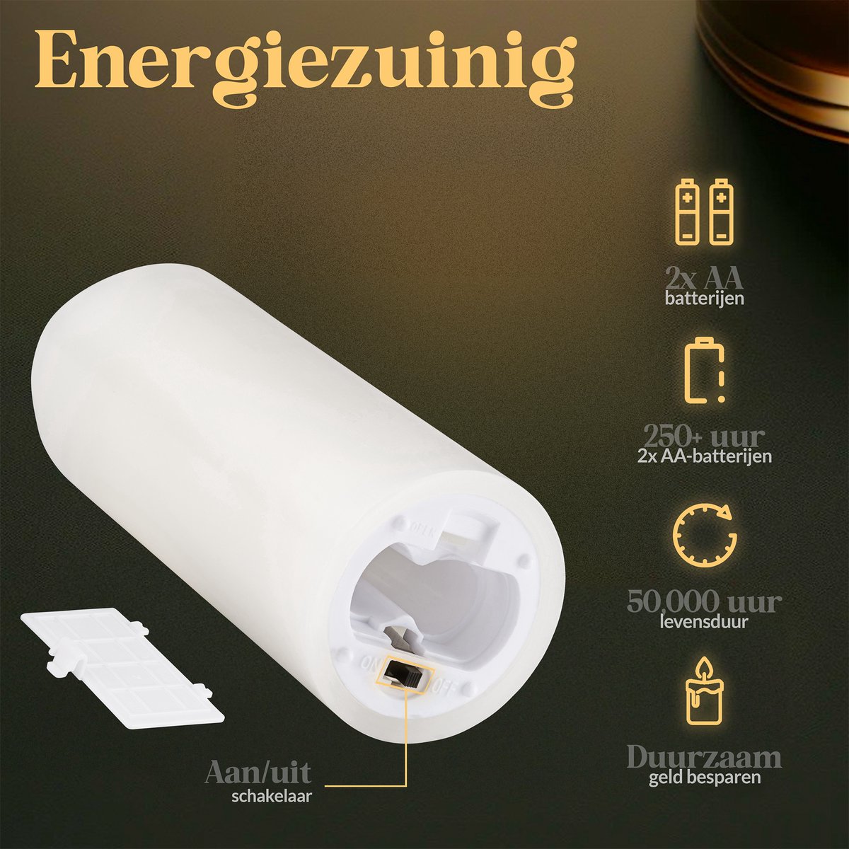 Aurae Led Kaarsen met Afstandsbediening - 9x - Echte Wax - Flikkerende Vlam - 250+ Branduren - op Batterijen - Timer - Kerst Kaarsen — cadeau in Wonen & Interieur - foto 8