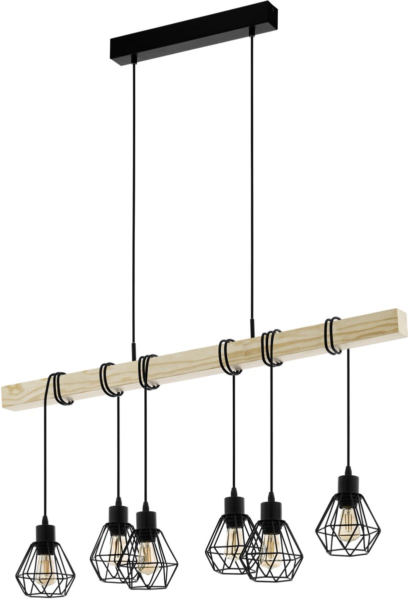 EGLO Townshend 5 Hanglamp - E27 - 100 cm - Zwart/Bruin