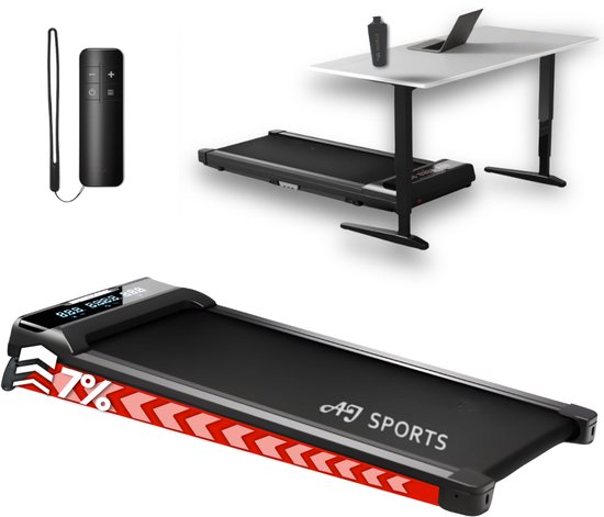 AJ-Sports Walking pad met helling - Loopband - 0-8 km/u - 7% Helling functie - Krachtige 1.0 PK Motor - Hardloopband - Wandelband - Treadmill -8 Programma's - 99% Voorgemonteerd - De perfecte Loopband voor onder het Bureau