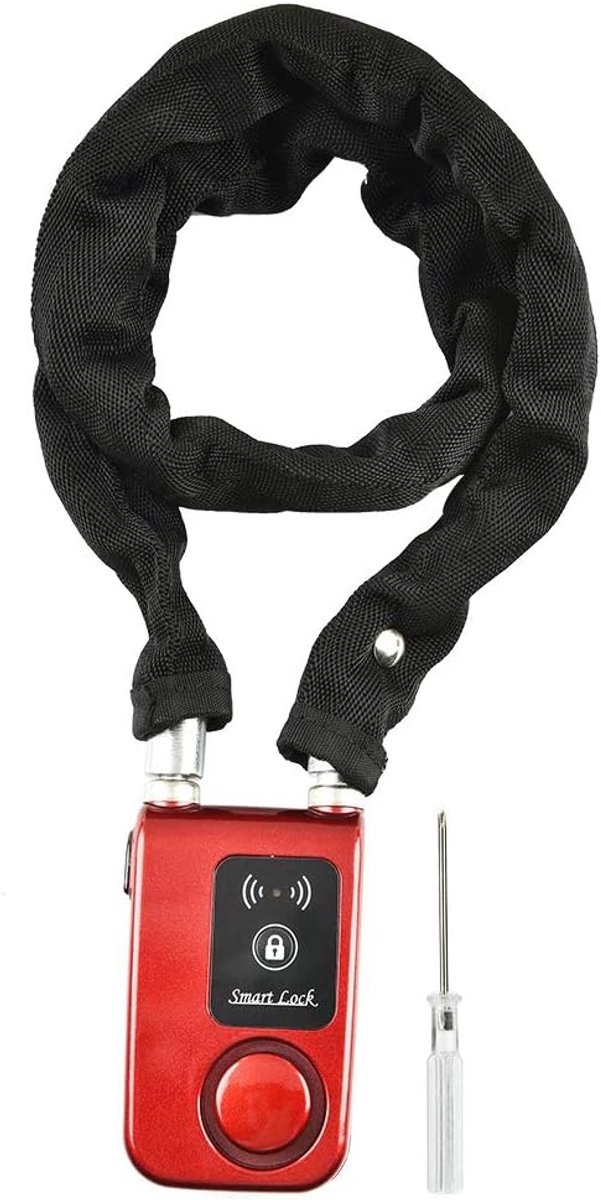 Slim Kettingslot - Alarm Fietsslot - Fiets Beveiligen - Bluetooth App Bediening - 24 cm Lengte - Rood