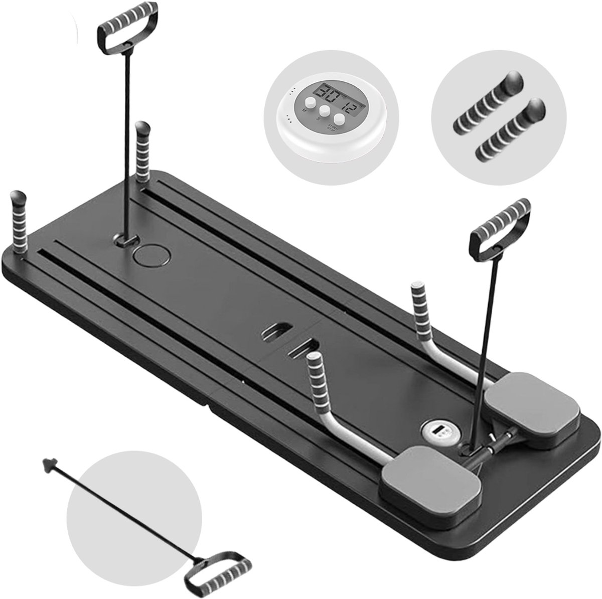 BALORS® Pilates board 10 in 1 - Opvouwbare Pilates Reformer - Buikspier & Oefenbord - Opvouwbare Pilates Set - Home Workout - Multifunctioneel Fitness Board - Pilatus Training - Set met Mat - Zwart - BALORS® - €59,95