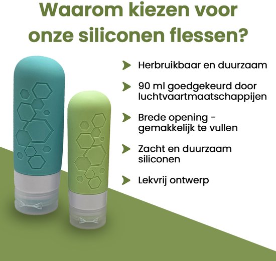Tu‑Untangle Flacons de Voyage Silicone 90 ml – 8 Pièces (2x4) – Réutilisables & Antifuite – Format Cabine – Écologiques