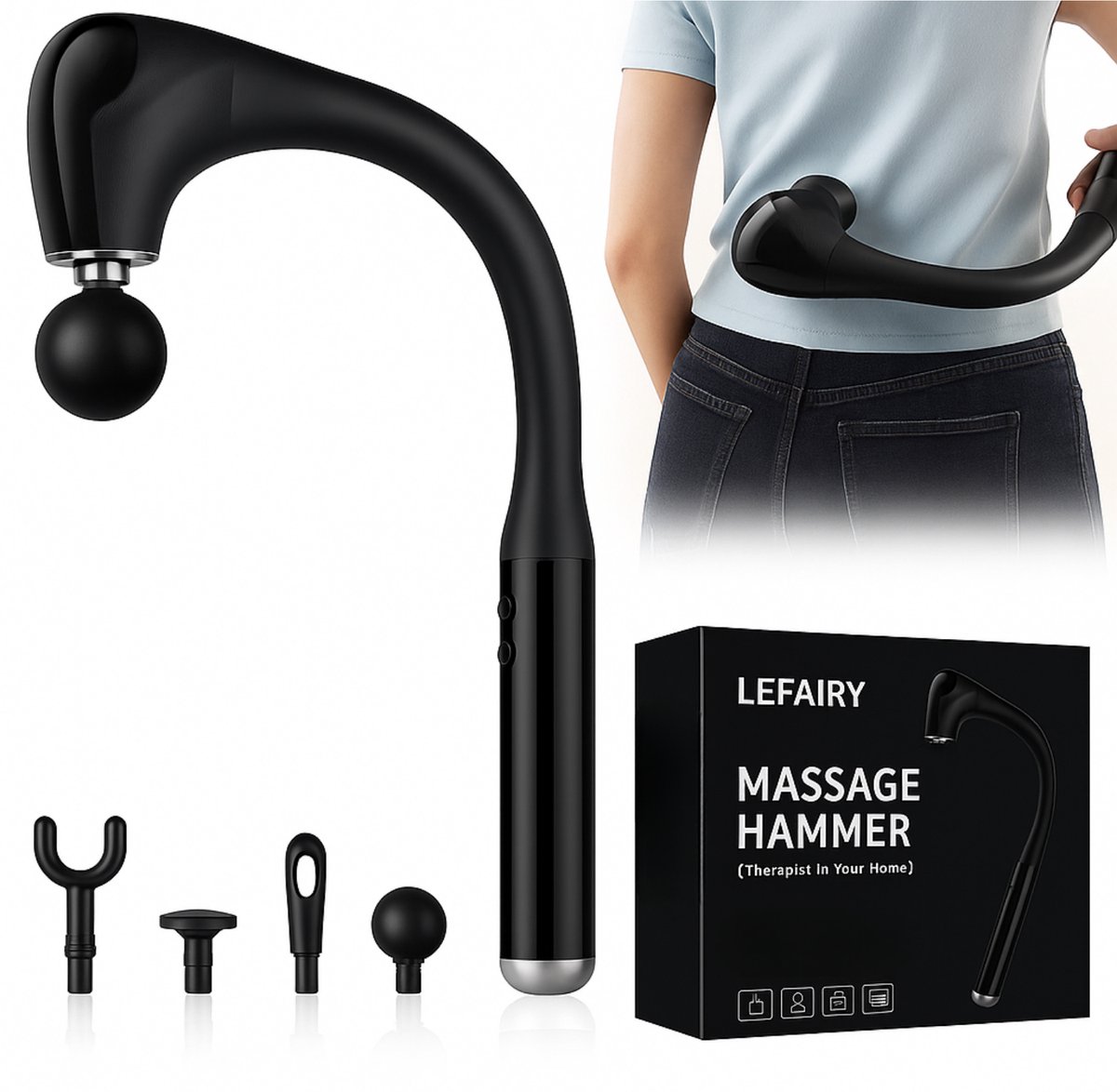 Lefairy Massage Gun Professioneel - Massage Apparaat - Massageapparaat Massagegun - Massage Pistool - Zwart