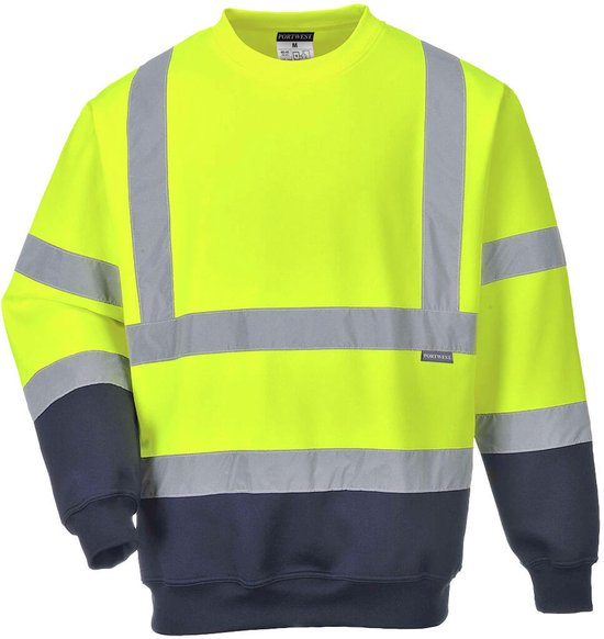 Portwest Tweekleuren Hi-Vis Sweatshirt B306 - Geel/Marine - XXXL