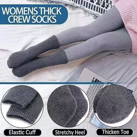 paire de chaussettes en laine pour femme pour la marche et la chaleur en hiver chaussettes chaudes épaisses jusqu'à mi-mollet bottes confortables chaussettes de travail