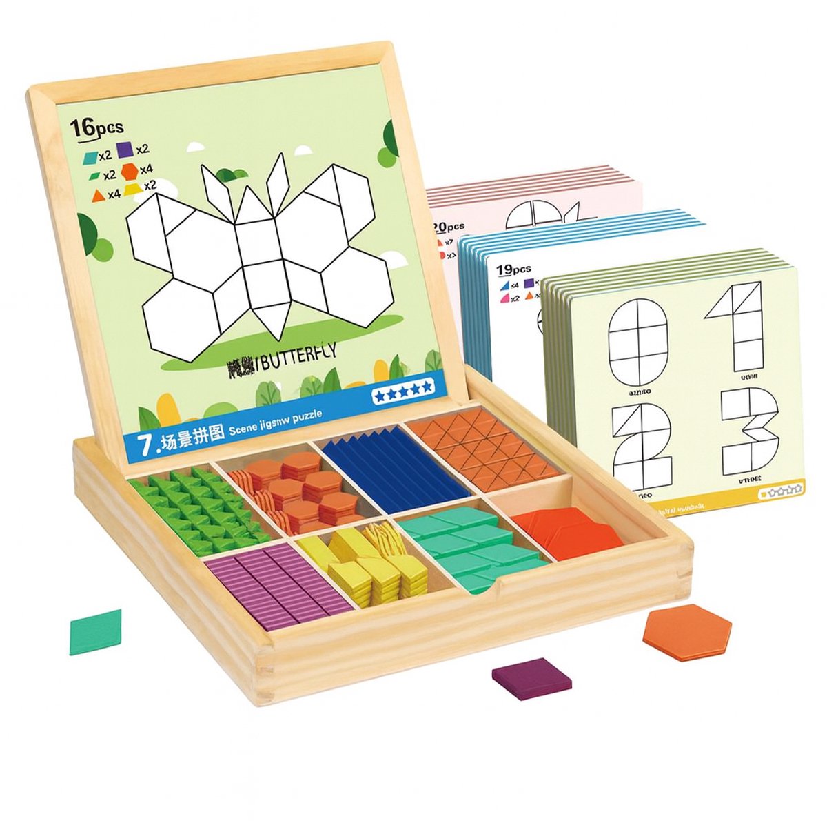 Houten Geometrisch Puzzelspel voor Kinderen - Educatief Montessori Speelgoed - Kleuren & Vormen Leren - Vormkaarten - 3 Jaar+