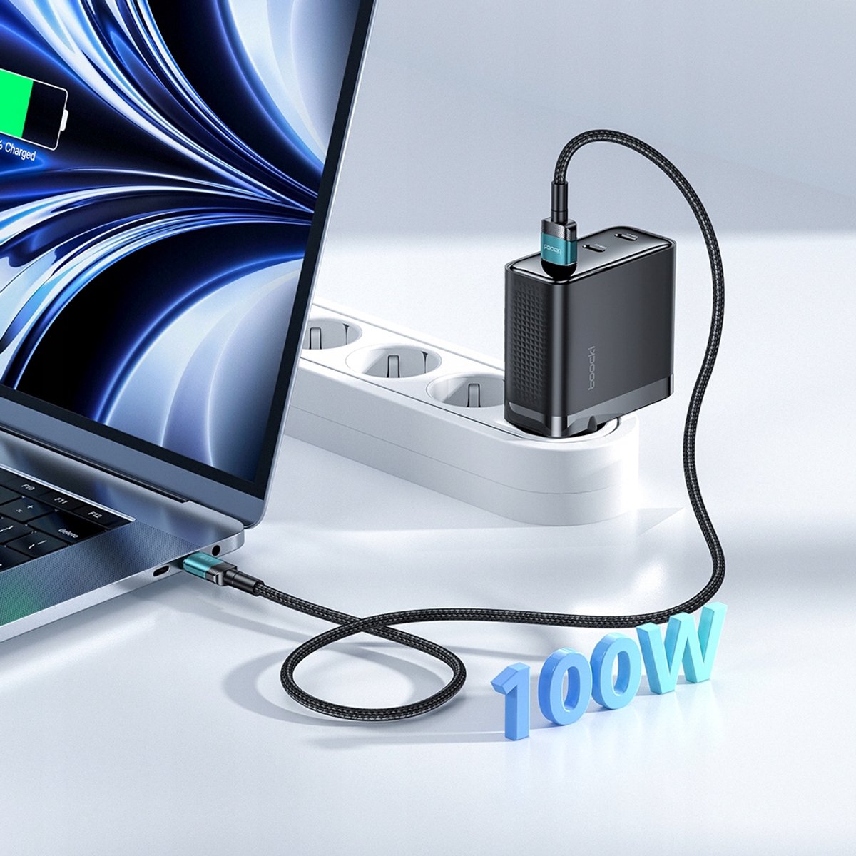 Toocki USB-C-kabel 1m USB-A - USB-C-connector Snel opladen 100W