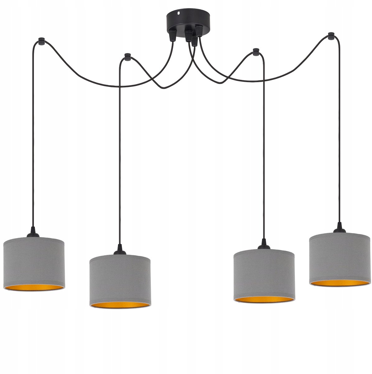 Hanglamp PAJĄK LOFT mini Kap GRIJS GOUD E27 4x60W