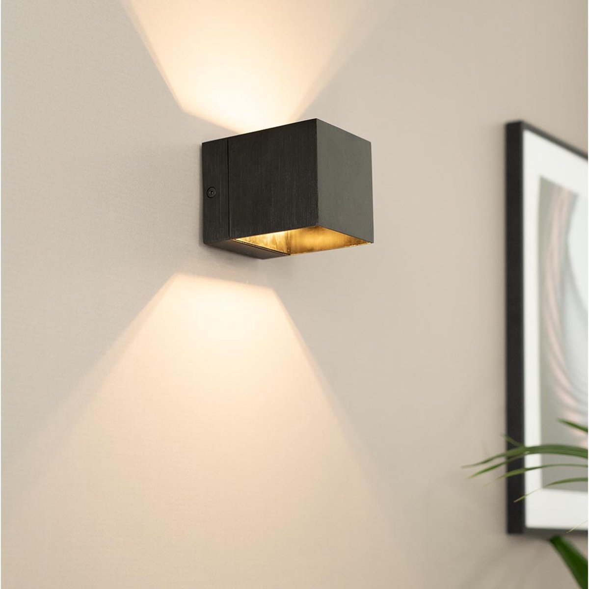 HOFTRONIC – Fornax notte nera wandlamp kubusvorm – Dimbaar – Up en downlight – G9 fitting – Geborsteld zwart aluminium – IP20 – Binnenverlichting woonkamer slaapkamer keuken