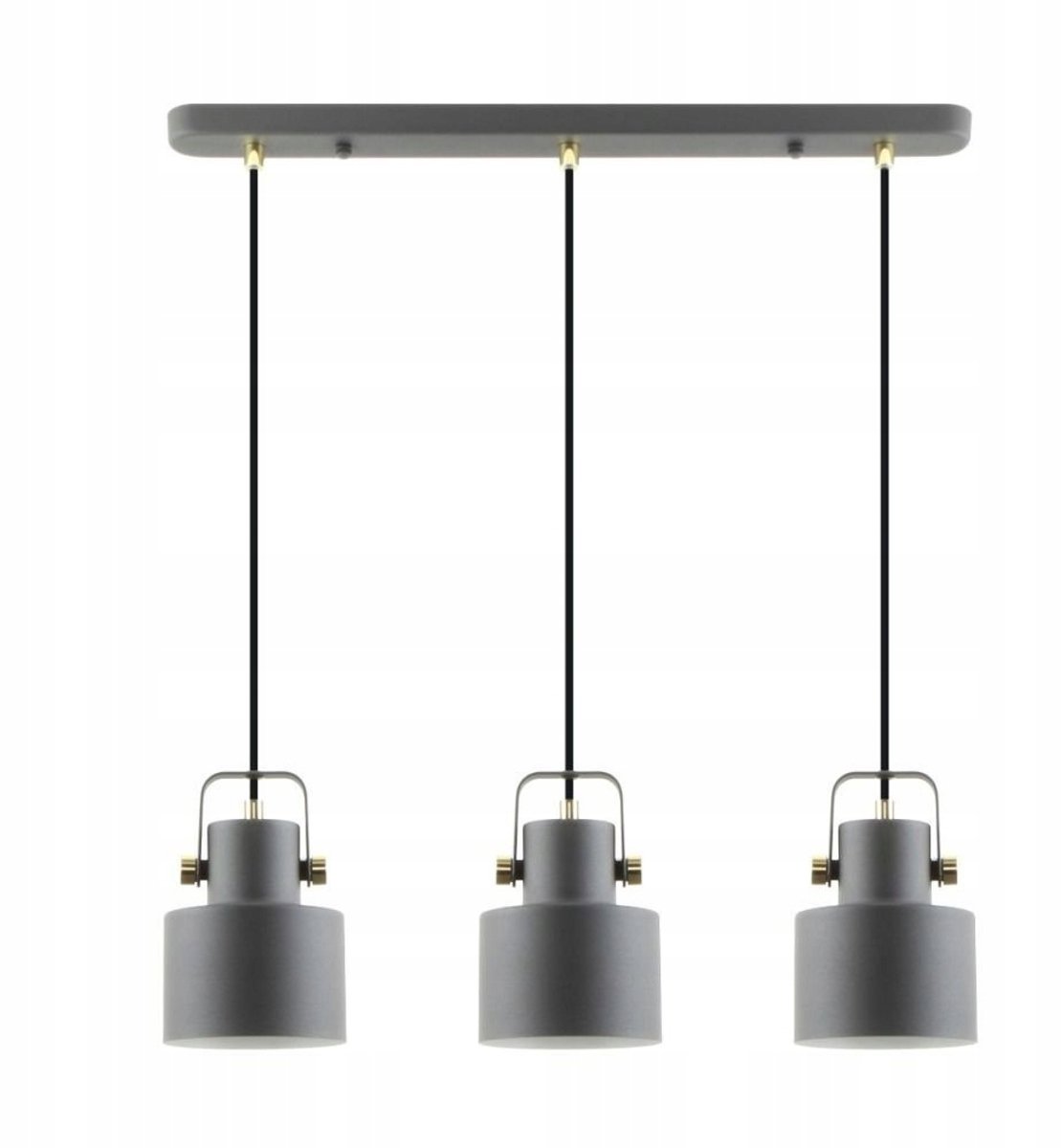 Industriële hanglamp DRACO, 3-lichts, metaal, zwart/goud