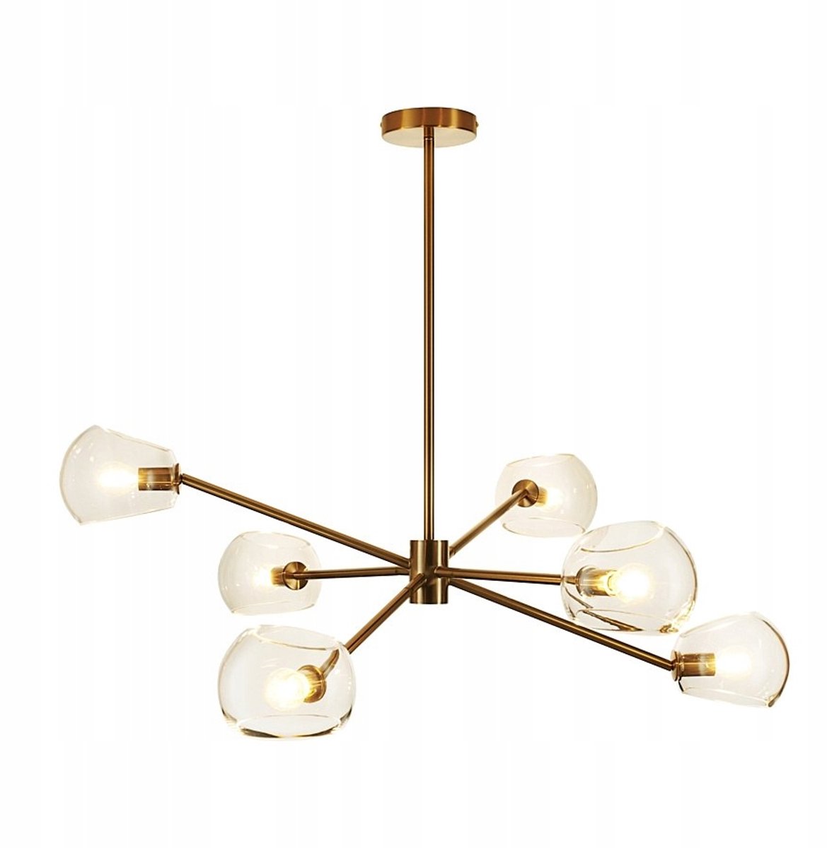 COSMIC-6 Plafondlamp Goud 75cm - Stijlvolle Decoratie met Transparante Kappen