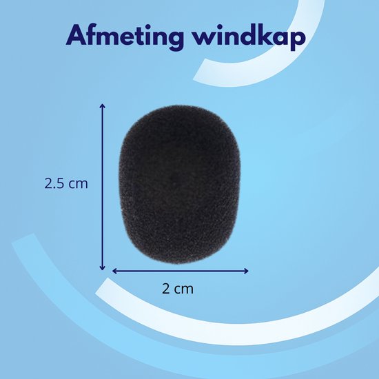 Afmeting windkap: 2,5 cm hoog en 2 cm breed.