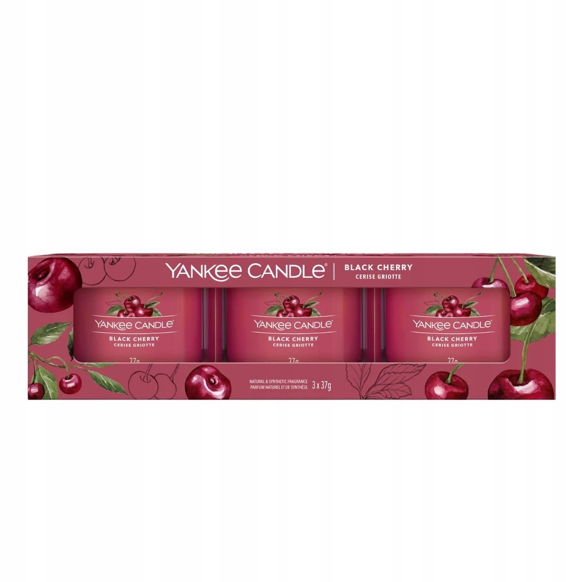 Yankee Candle Filled Votive 3 pack - Black Cherry - 30 branduren - 3 stuks